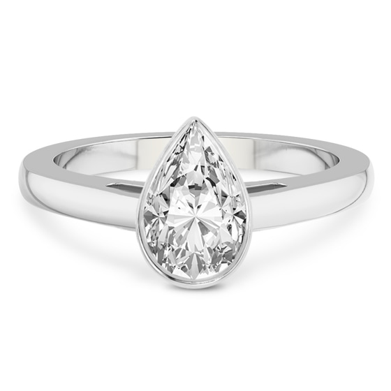 Bezel Set Solitaire Lab Diamond Ring front view