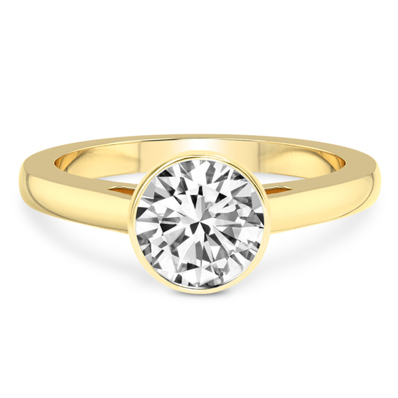 Bezel Set Solitaire Lab Diamond Ring front view