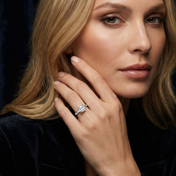 Nina Dobrev Solitaire 2mm Lab Diamond Ring front view