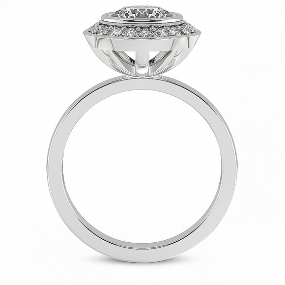 Upturned Dome Bezel Halo Lab Diamond Ring