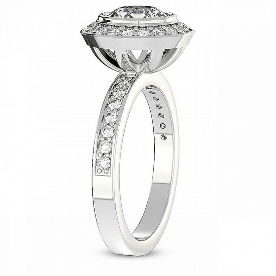 Bell Dome Bezel Halo Eternity Lab Diamond Ring left view