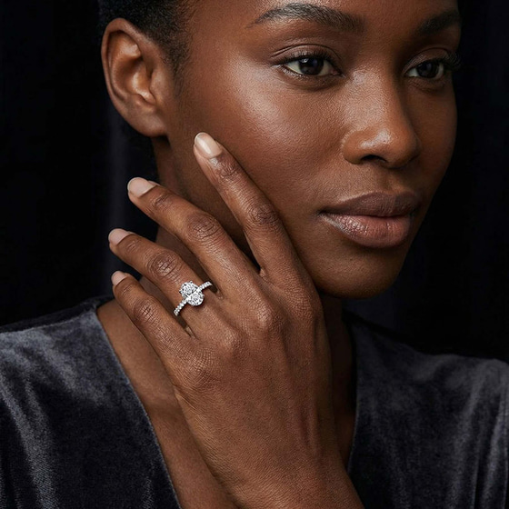 Kourtney Kardashian Secret Double Halo Eternity Lab Diamond Ring front view