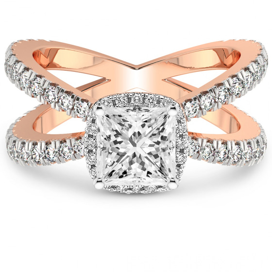 Electra Criss Cross Halo Lab Diamond Ring front view