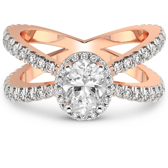 Electra Criss Cross Halo Lab Diamond Ring front view