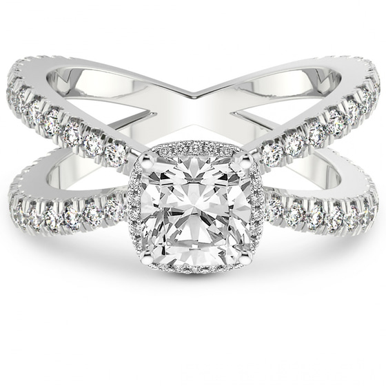 Electra Criss Cross Halo Lab Diamond Ring