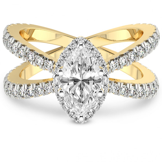 Electra Criss Cross Halo Lab Diamond Ring front view