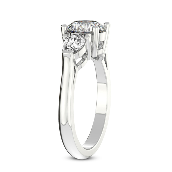 Della Three stone Side Pear Lab Diamond Ring top view