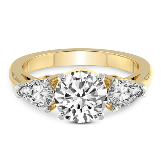 Della Three stone Side Pear Lab Diamond Ring