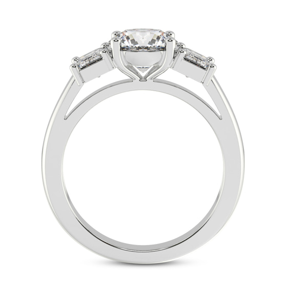 Lauren Three stone Side Emerald Lab Diamond Ring