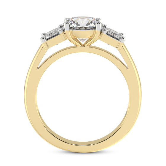 Lauren Three stone Side Emerald Lab Diamond Ring