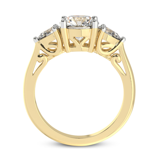 Leona Three stone Side Pear Lab Diamond Ring