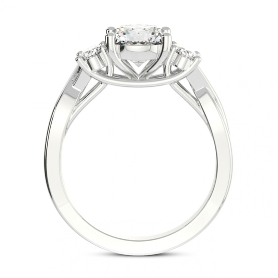 Dionne Three Stone Side Oval Lab Diamond Ring