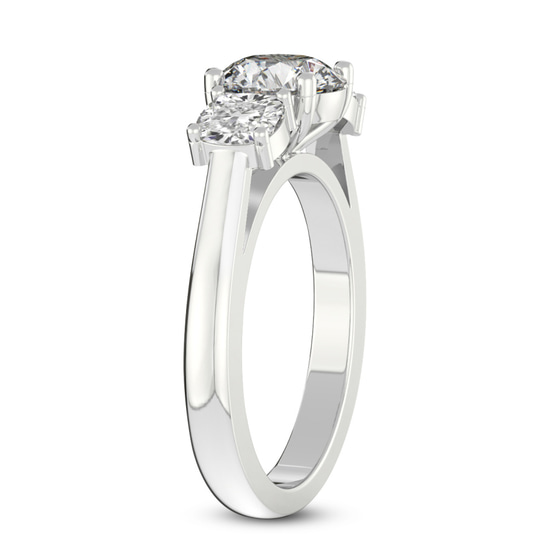 Kinsley Three Stone Side Cushion Lab Diamond Ring top view
