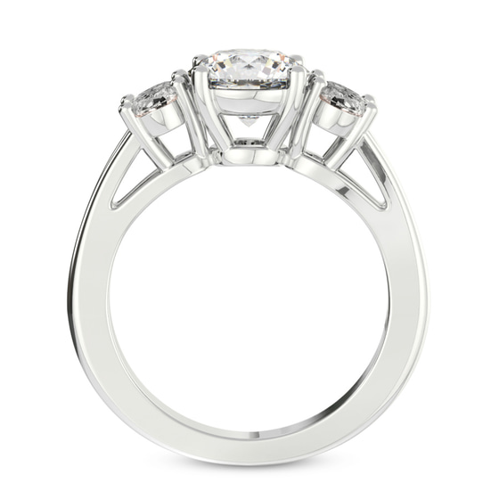 Bethany Three Stone Side Oval Lab Diamond Ring