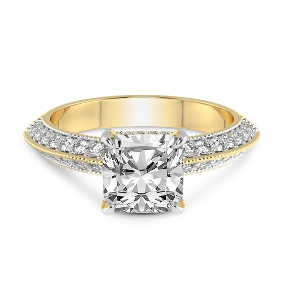 Dua Side Stone Knife Edge Lab Diamond Ring