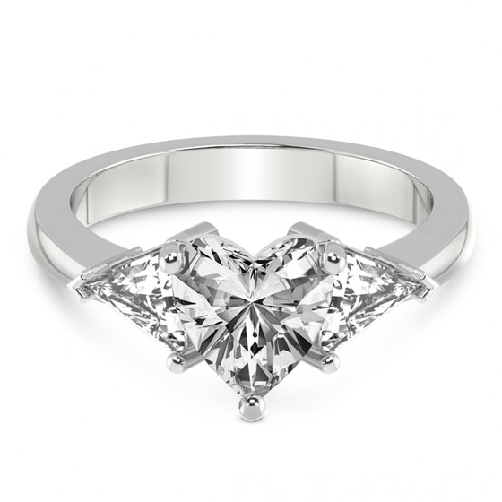 Caroline Three Stone Side Trillion Lab Diamond Ring front view