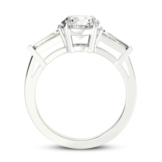 Madison Three Stone Side Baguette Lab Diamond Ring
