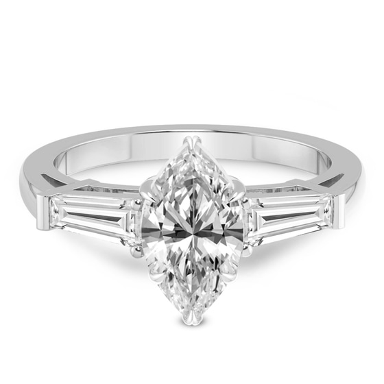 Madison Three Stone Side Baguette Lab Diamond Ring