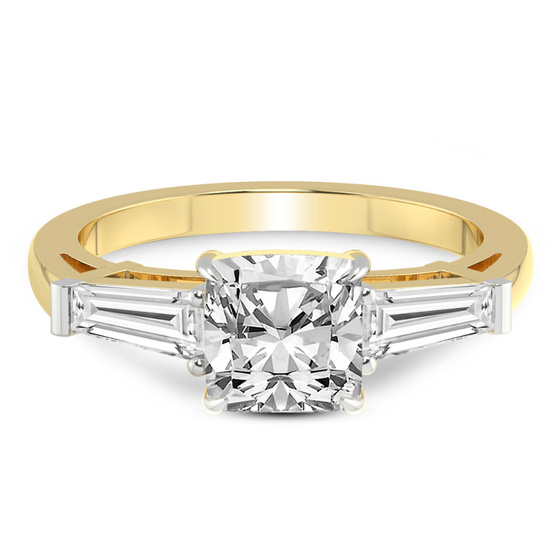 Madison Three Stone Side Baguette Lab Diamond Ring
