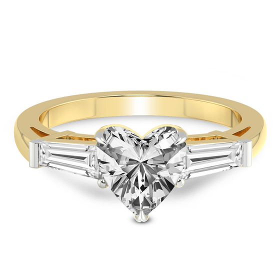 Jennifer Lopez Three Stone Side Baguette Lab Diamond Ring front view