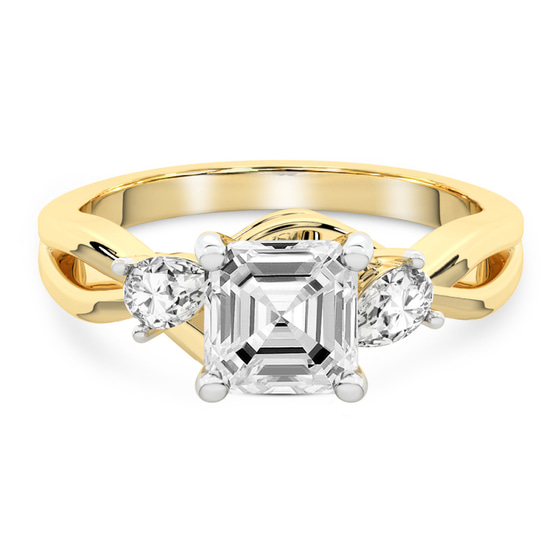 Odette Three Stone Bypass Lab Diamond Ring front view