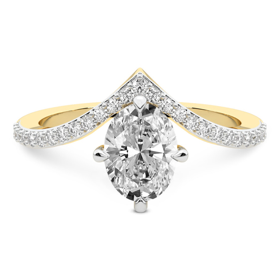 Zelda Classic Chevron Lab Diamond Ring front view