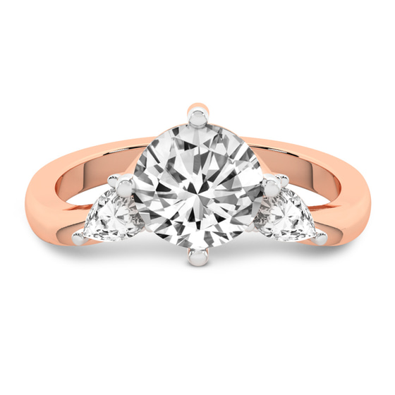 Joella Three Stone Chevron Lab Diamond Ring front view