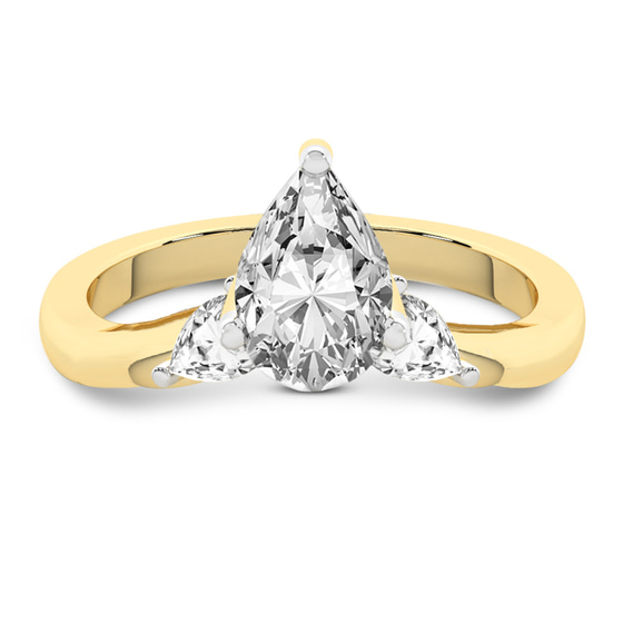 Joella Three Stone Chevron Lab Diamond Ring