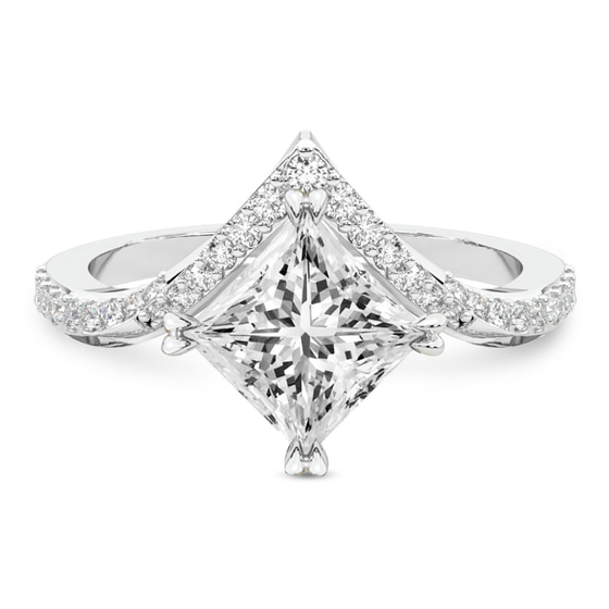 Athena Chevron Twist Lab Diamond Ring front view