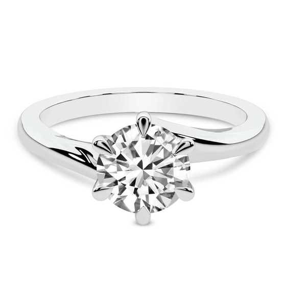 Seraphina Twist Prongs Solitaire 2mm Lab Diamond Ring front view