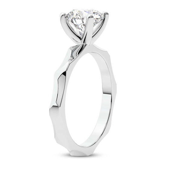Magnolia Texture Solitaire Lab Diamond Ring left view