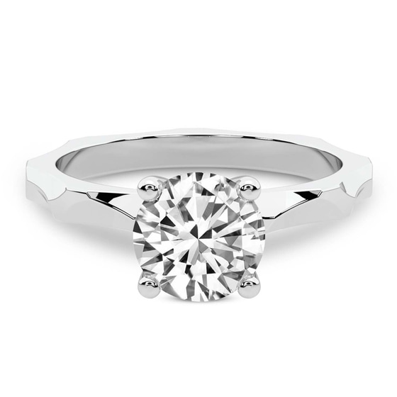 Magnolia Texture Solitaire Lab Diamond Ring front view