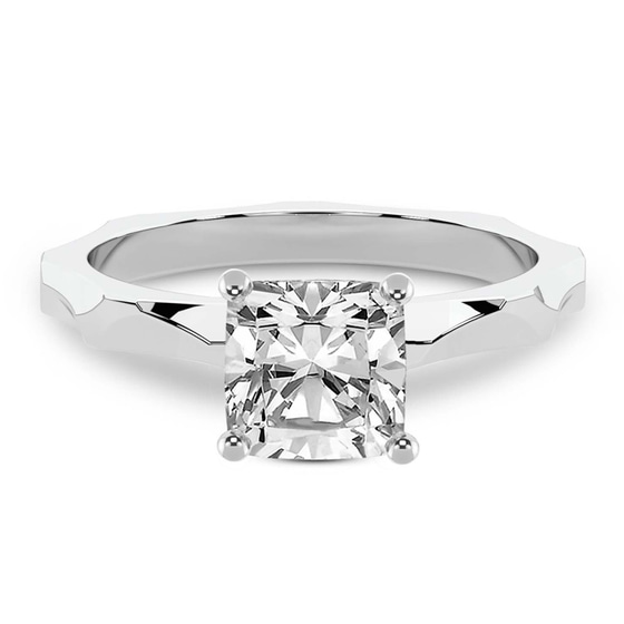 Magnolia Texture Solitaire Lab Diamond Ring front view