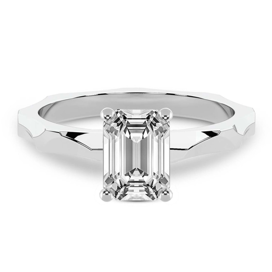 Magnolia Texture Solitaire Lab Diamond Ring front view