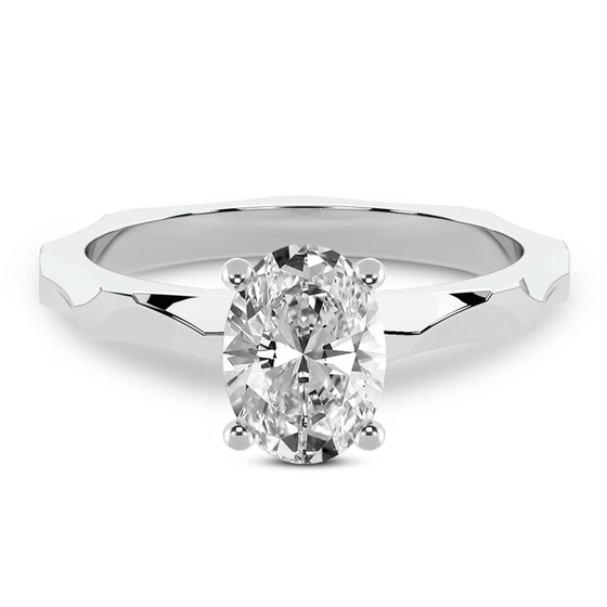 Magnolia Texture Solitaire Lab Diamond Ring front view