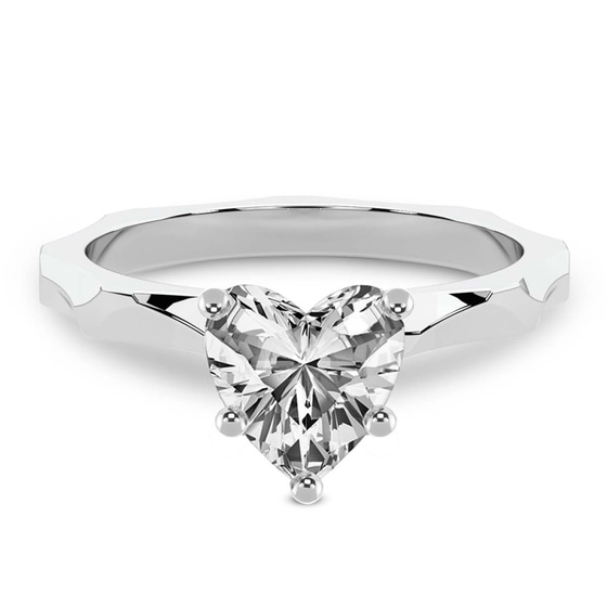 Magnolia Texture Solitaire Lab Diamond Ring front view