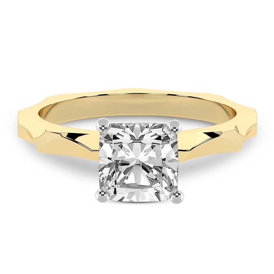 Magnolia Texture Solitaire Lab Diamond Ring front view