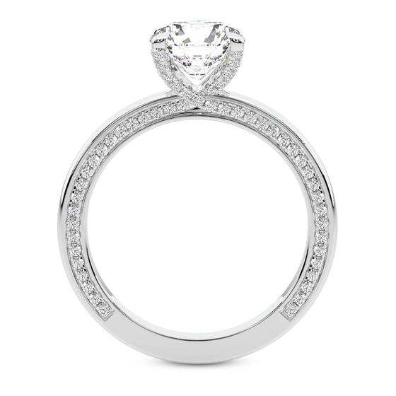 Edith Lab Diamond Studded Petite Solitaire Lab Diamond Ring