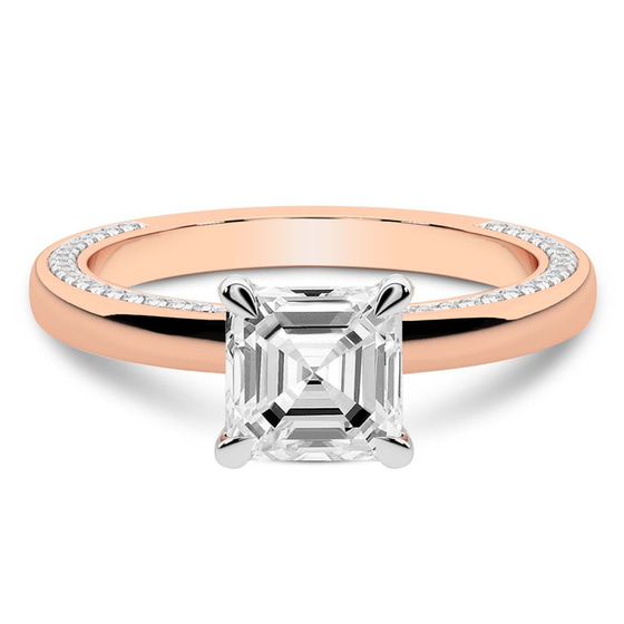 Edith Lab Diamond Studded Petite Solitaire Lab Diamond Ring front view