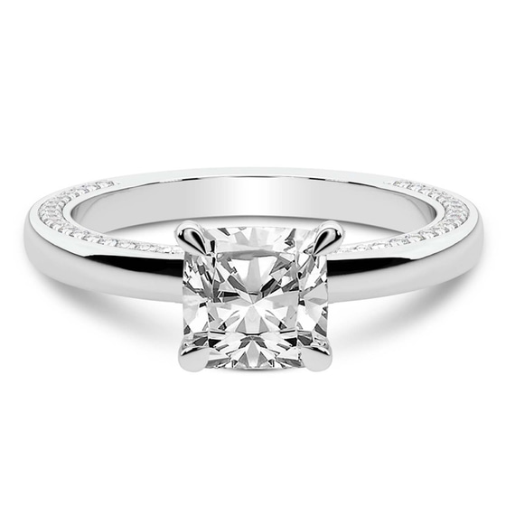 Edith Lab Diamond Studded Petite Solitaire Lab Diamond Ring front view