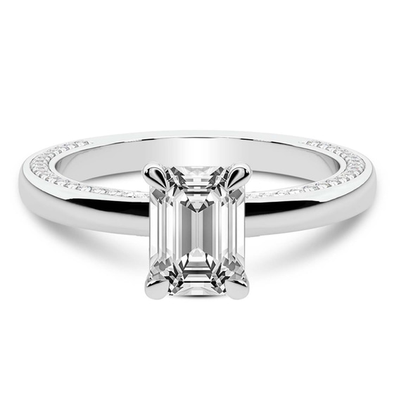Edith Lab Diamond Studded Petite Solitaire Lab Diamond Ring