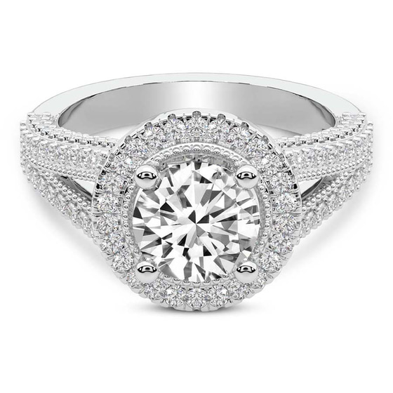 Opulenté Antique Halo Lab Diamond Ring front view