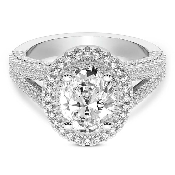Opulenté Antique Halo Lab Diamond Ring front view