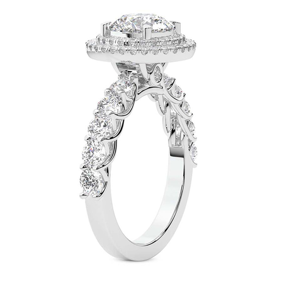 Crowned Cresta Double Halo Lab Diamond Ring left view