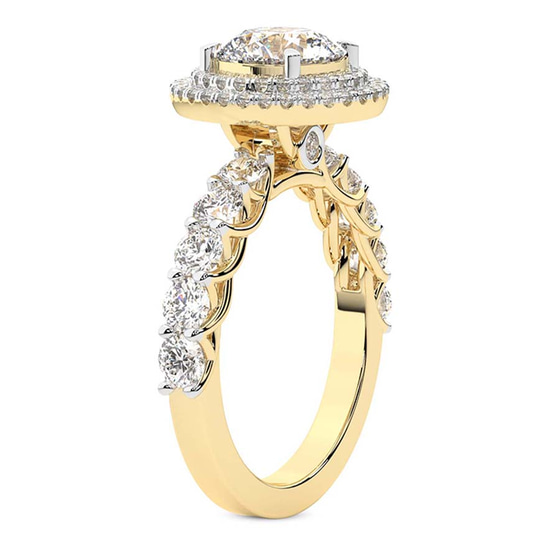 Crowned Cresta Double Halo Lab Diamond Ring left view