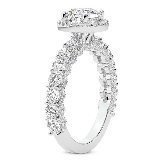 Enchanté Side Stones Halo Lab Diamond Ring left view