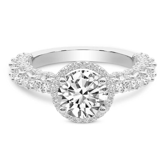 Enchanté Side Stones Halo Lab Diamond Ring front view