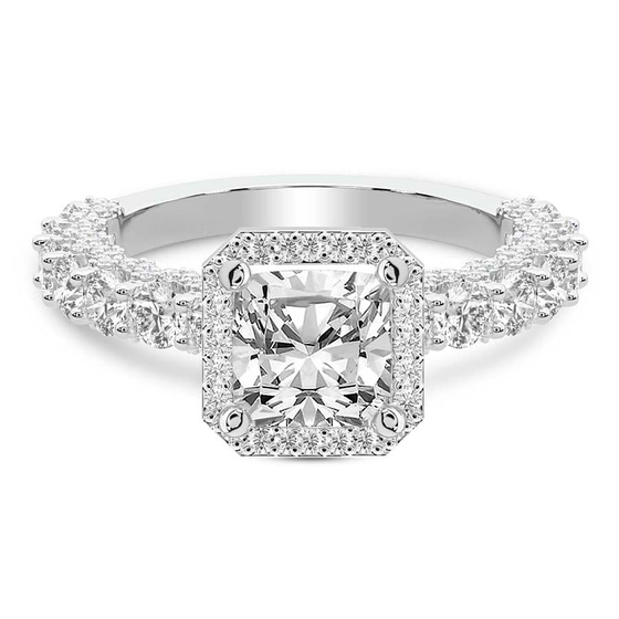 Enchanté Side Stones Halo Lab Diamond Ring front view