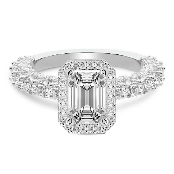 Enchanté Side Stones Halo Lab Diamond Ring front view