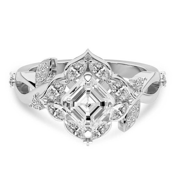 Garden Bloom Side Stone Lab Diamond Ring front view